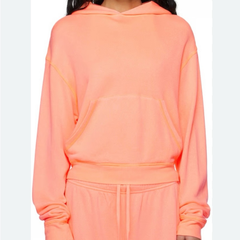 🍊SKIMS Cotton Fleece Hoodie | XS | Neon Orange | NWOT